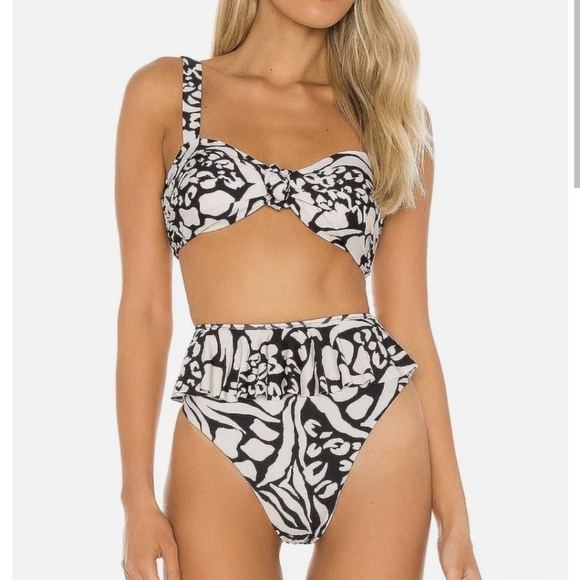 New BEACH RIOT Daisy Bikini Bottom Black & Cream Animal Print Swim. - Picture 10 of 16